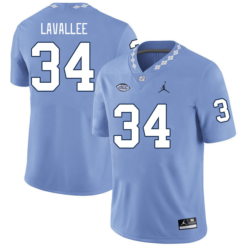 Men #34 Caleb LaVallee North Carolina Tar Heels College Football Jerseys Stitched Sale-Carolina Blue